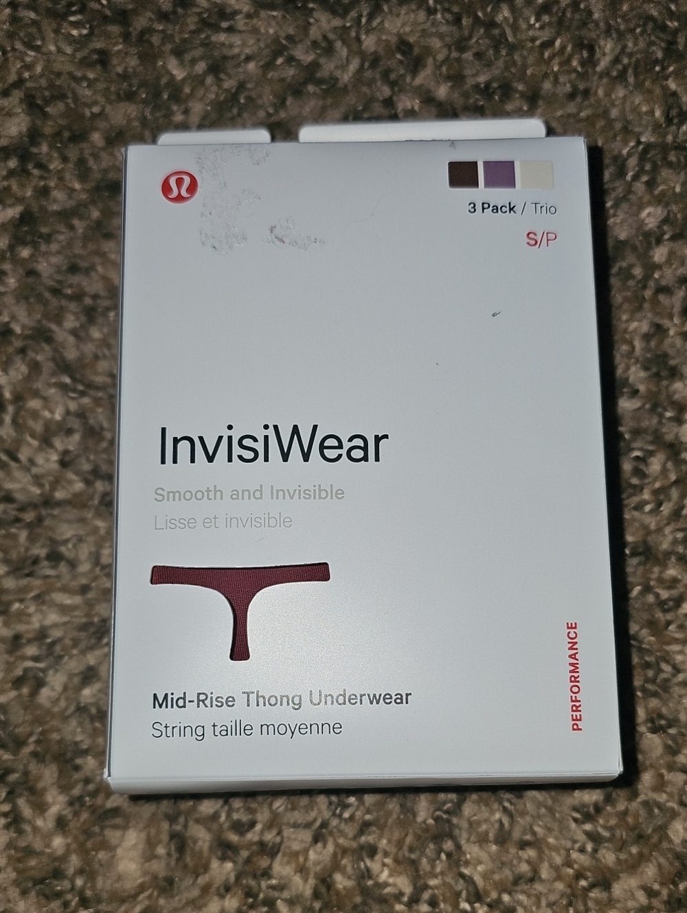 Lululemon Womens Invisiwear Mid Rise Thong Underwear!! Sz Small! BBAY/LOTU/LTIV!